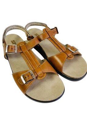 SAS Caramel Leather Captiva T Strap Sandals Size 11.5